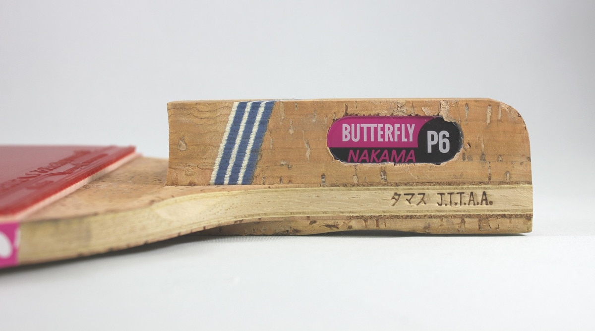 Butterfly Nakama P-6 Penhold Racket: Sideview of the handle